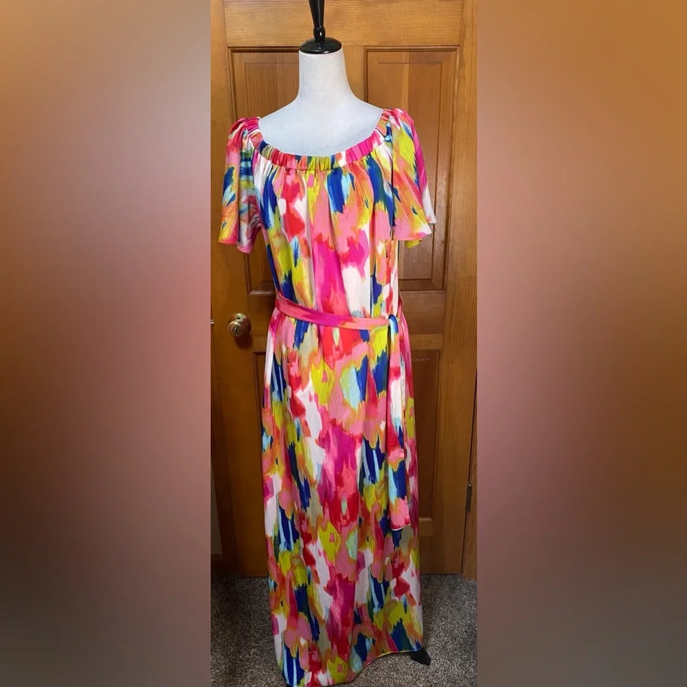 Trina Turk Off-Shoulder Watercolor Maxi Dress - Picture 3 of 6